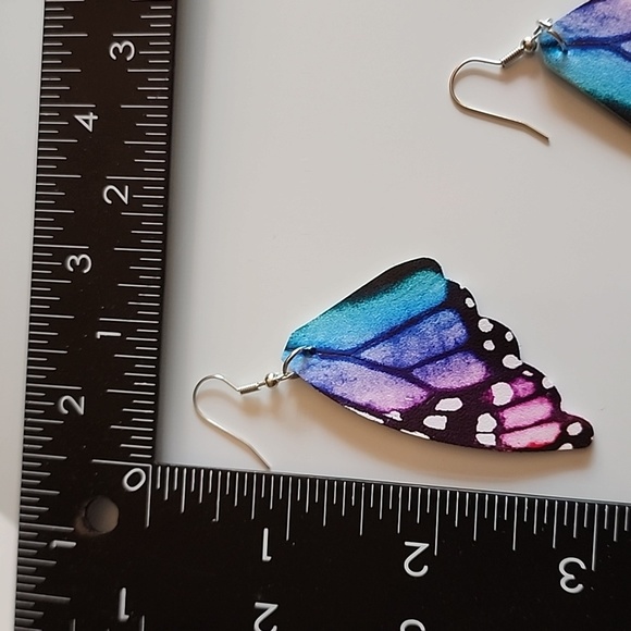 BUTTERFLY Earrings Butterfly wing spring summer fall Monarch - Picture 2 of 2